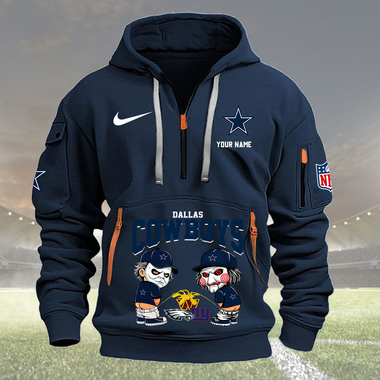 Dallas Cowboys Personalized Quarter Zip Hoodie New Collection AZBTQZH000283 - Famjoys Dallas Cowboys Personalized Quarter Zip Hoodie New Collection AZBTQZH000283 - Famjoys