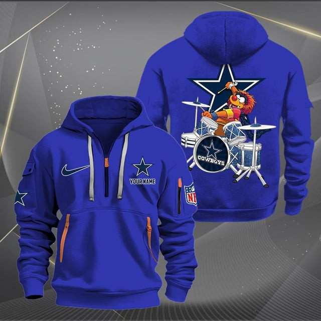 Dallas Cowboys Premium Personalized Quarter Zip Hoodie AZBTCQZH000009 - Famjoys Dallas Cowboys Premium Personalized Quarter Zip Hoodie AZBTCQZH000009 - Famjoys