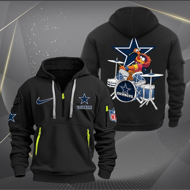 Dallas Cowboys Premium Personalized Quarter Zip Hoodie AZBTCQZH000009 - Famjoys Dallas Cowboys Premium Personalized Quarter Zip Hoodie AZBTCQZH000009 - Famjoys