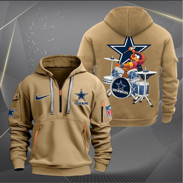 Dallas Cowboys Premium Personalized Quarter Zip Hoodie AZBTCQZH000009 - Famjoys Dallas Cowboys Premium Personalized Quarter Zip Hoodie AZBTCQZH000009 - Famjoys
