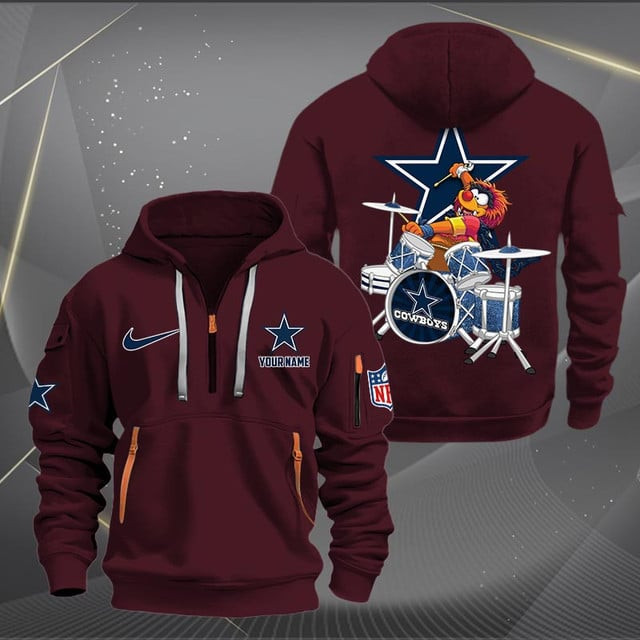 Dallas Cowboys Premium Personalized Quarter Zip Hoodie AZBTCQZH000009 - Famjoys Dallas Cowboys Premium Personalized Quarter Zip Hoodie AZBTCQZH000009 - Famjoys