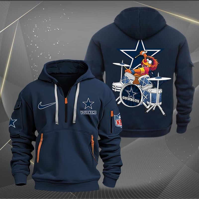 Dallas Cowboys Premium Personalized Quarter Zip Hoodie AZBTCQZH000009 - Famjoys Dallas Cowboys Premium Personalized Quarter Zip Hoodie AZBTCQZH000009 - Famjoys