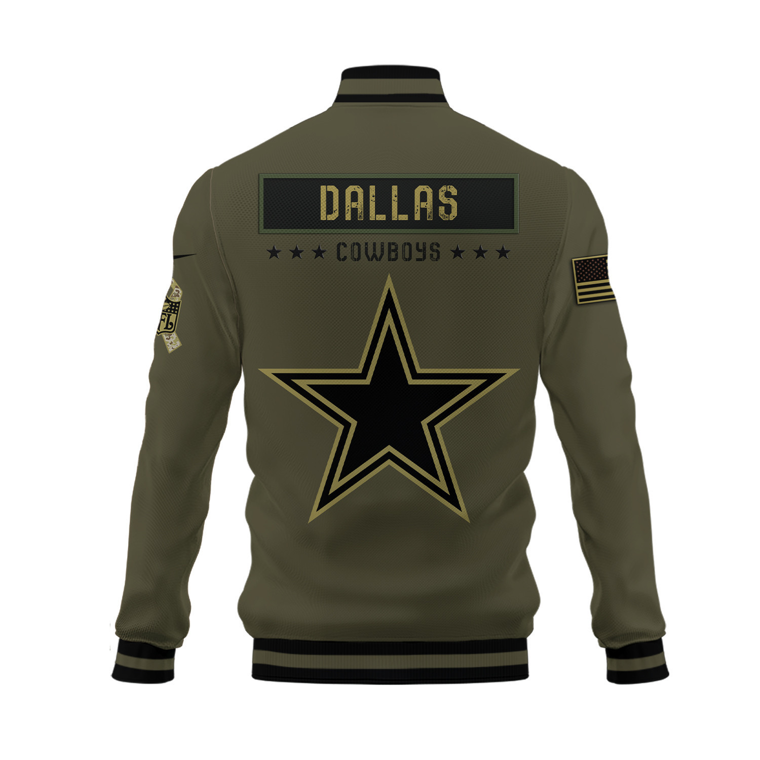 Dallas Cowboys Salute To Service Club Baseball Jacket Varsity Jacket - Green - Famjoys Dallas Cowboys Salute To Service Club Baseball Jacket Varsity Jacket - Green - Famjoys