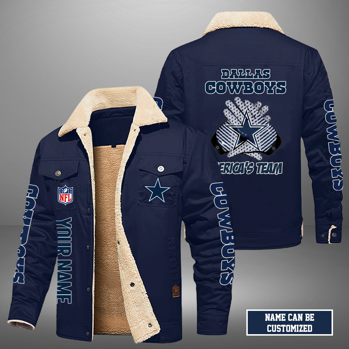 Dallas Cowboys SLogan Fleece Jacket SP30112023ID06DS09 - Famjoys Dallas Cowboys SLogan Fleece Jacket SP30112023ID06DS09 - Famjoys