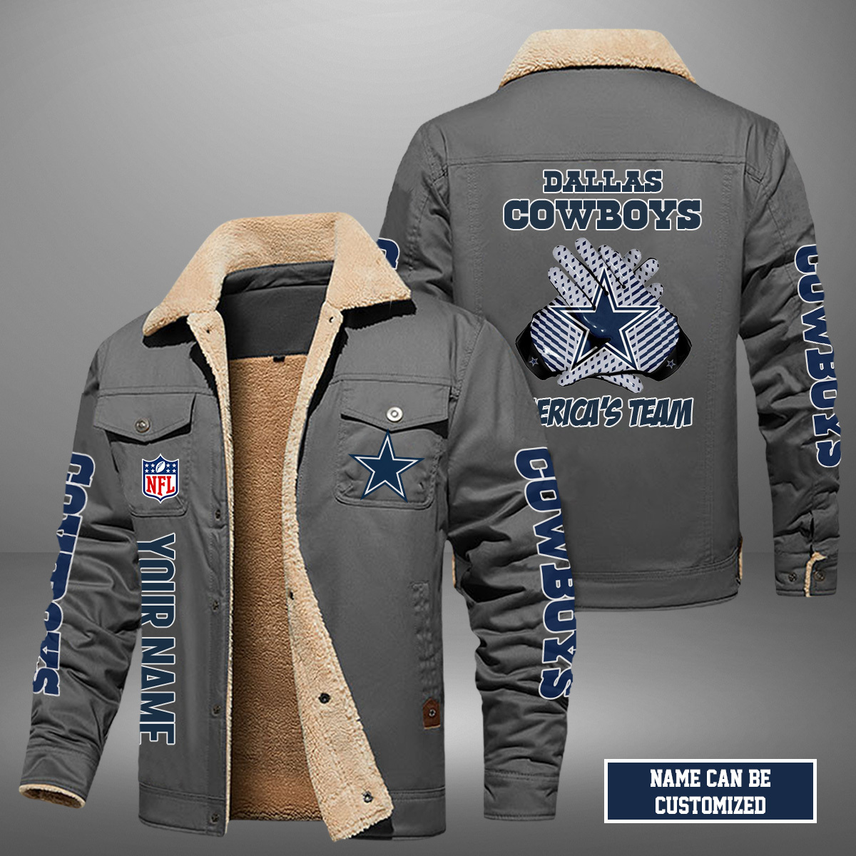 Dallas Cowboys SLogan Fleece Jacket SP30112023ID06DS09 - Famjoys Dallas Cowboys SLogan Fleece Jacket SP30112023ID06DS09 - Famjoys