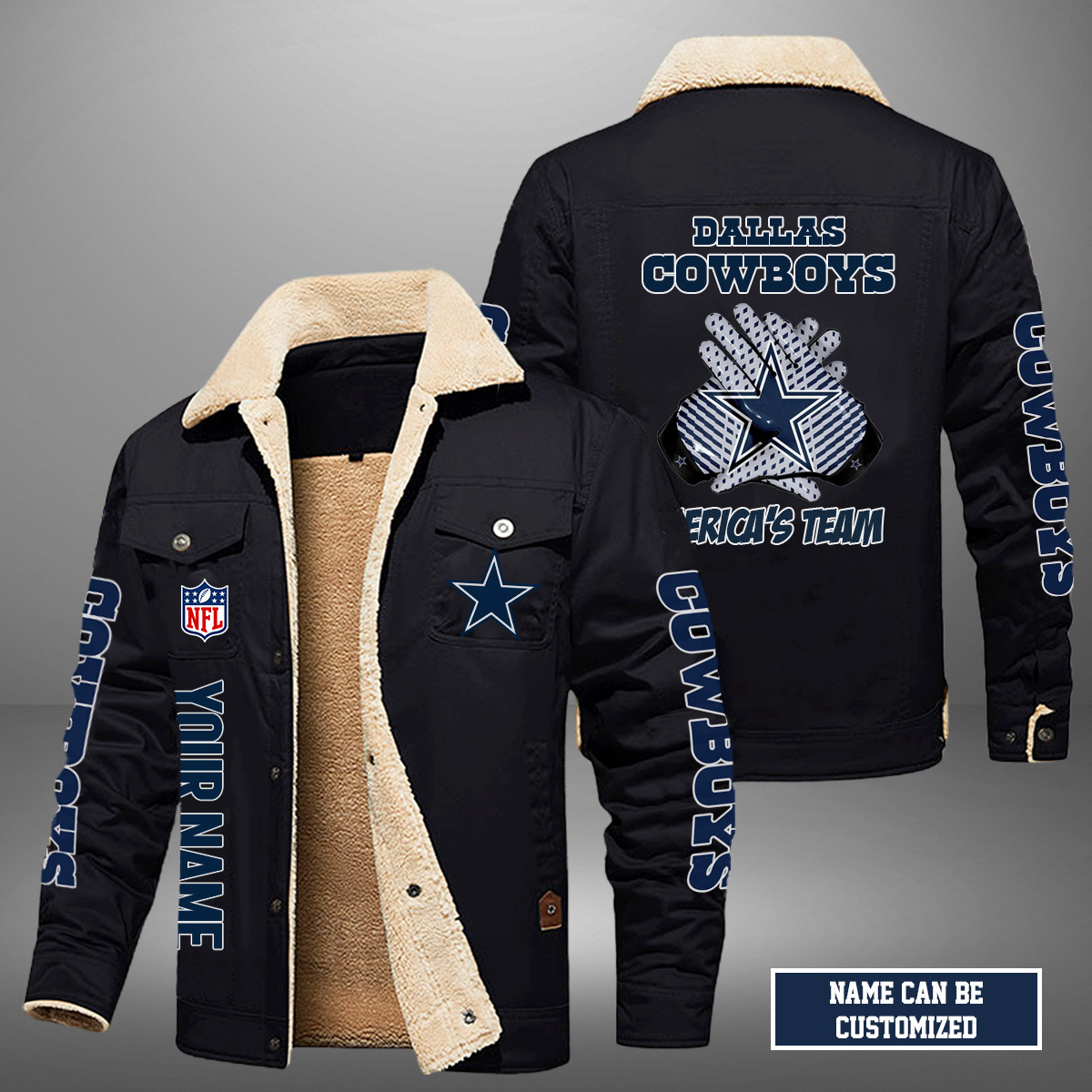Dallas Cowboys SLogan Fleece Jacket SP30112023ID06DS09 - Famjoys Dallas Cowboys SLogan Fleece Jacket SP30112023ID06DS09 - Famjoys