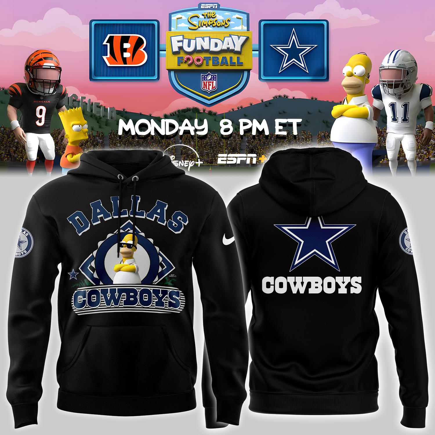 Dallas Cowboys The Simpsons Premium Pullover Hoodie - Famjoys Dallas Cowboys The Simpsons Premium Pullover Hoodie - Famjoys