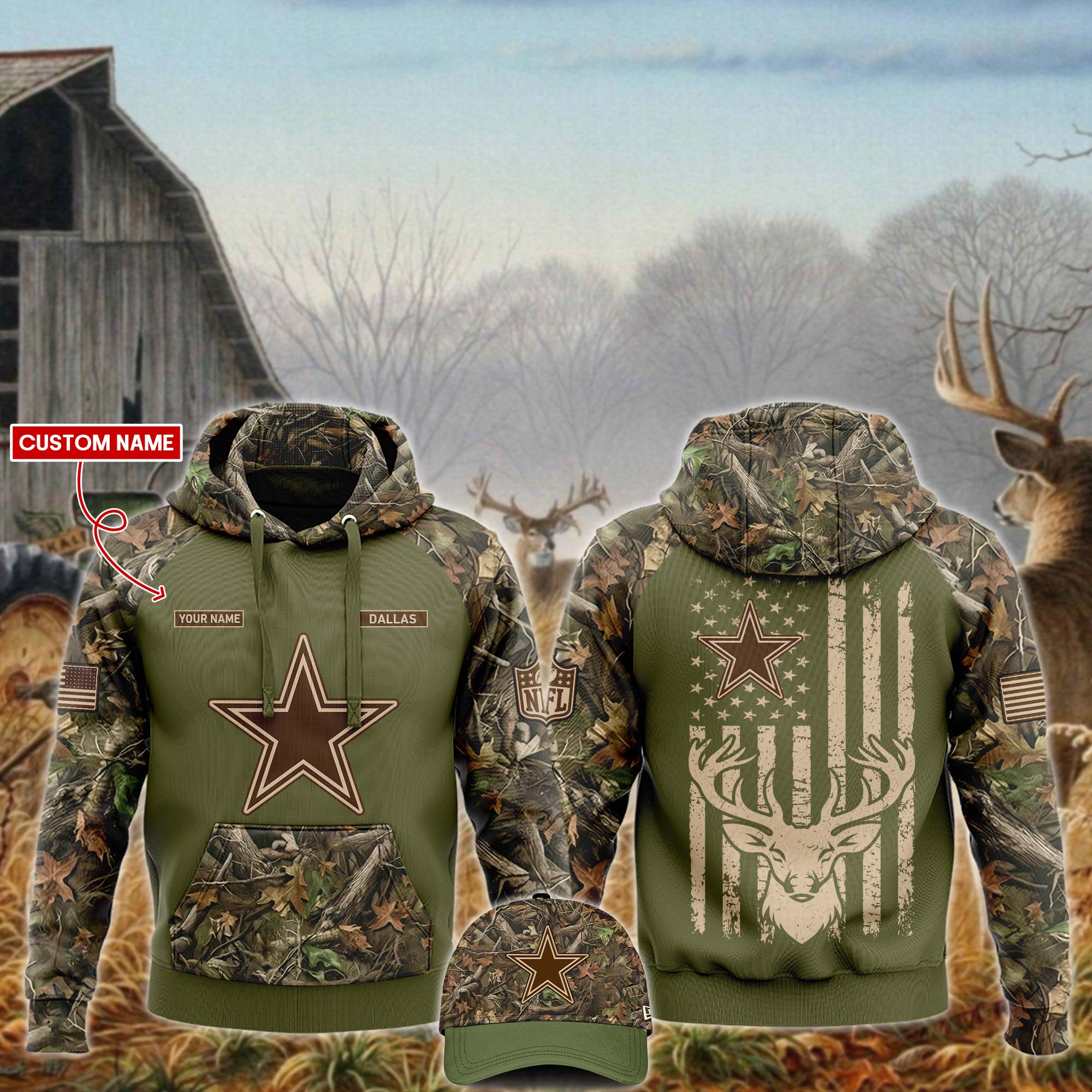 Dallas Cowboys x Hunting Hoodie - Famjoys Dallas Cowboys x Hunting Hoodie - Famjoys