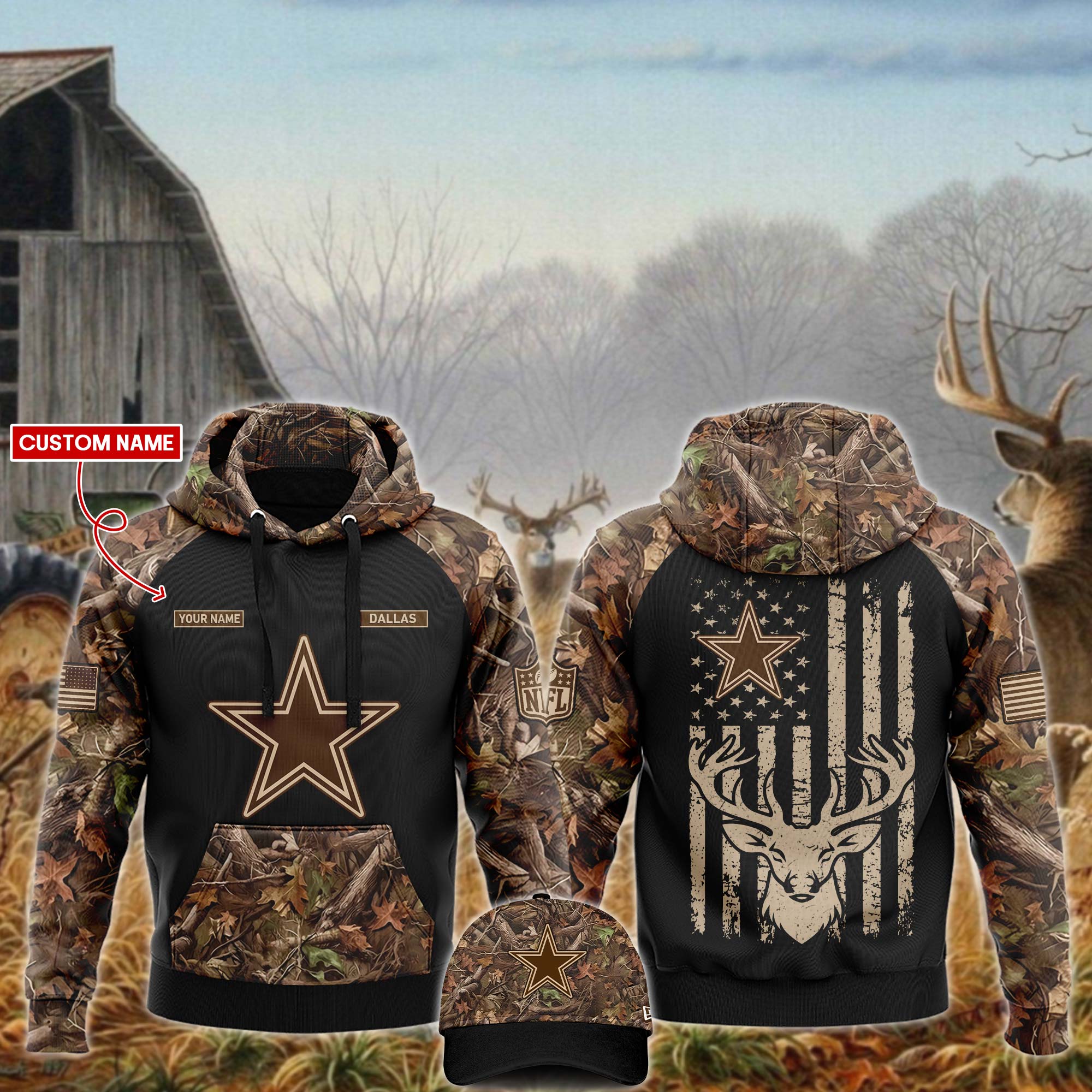Dallas Cowboys x Hunting Hoodie - Famjoys Dallas Cowboys x Hunting Hoodie - Famjoys