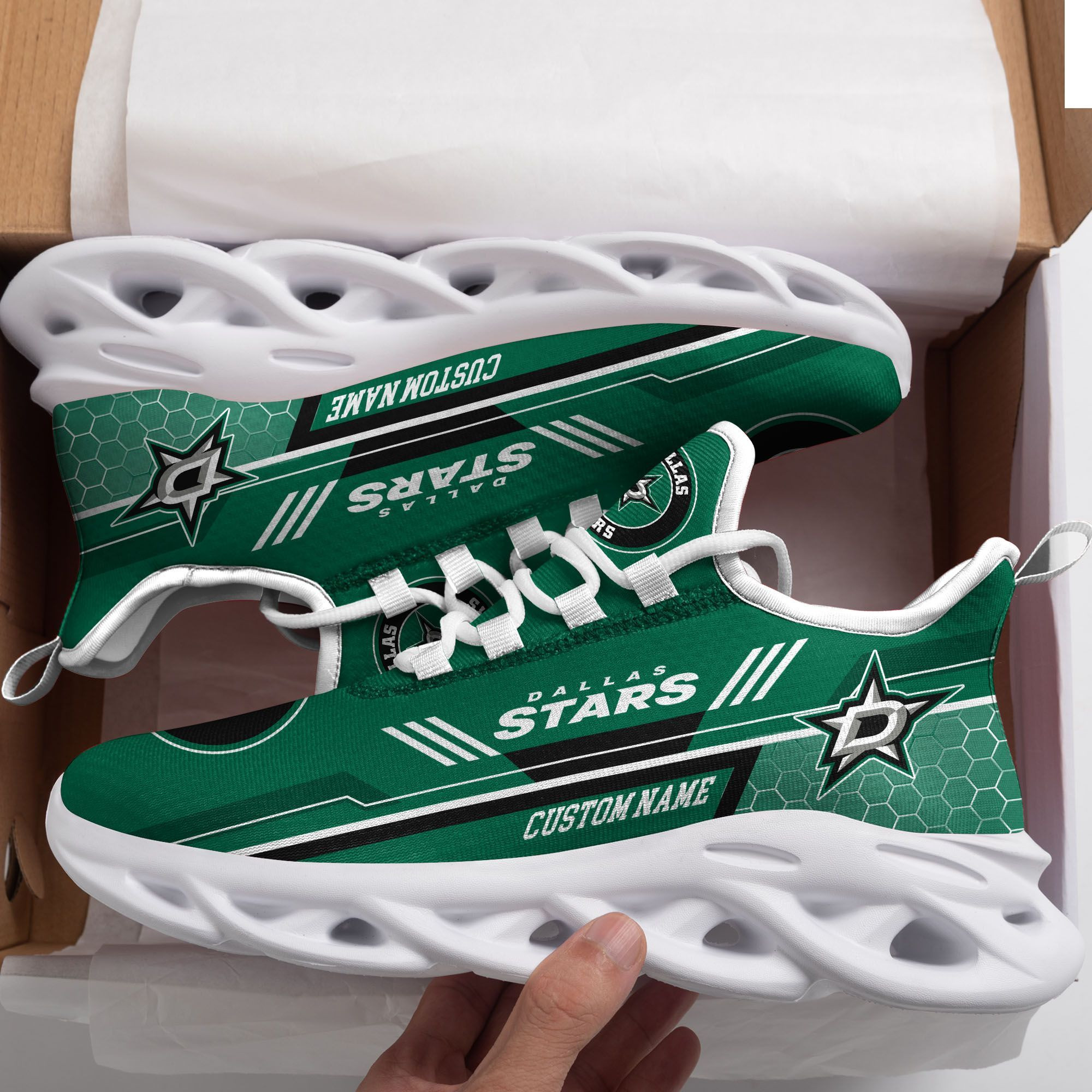 Dallas Stars Custom Personalized Max Soul Sneakers Shoes - Famjoys Dallas Stars Custom Personalized Max Soul Sneakers Shoes - Famjoys