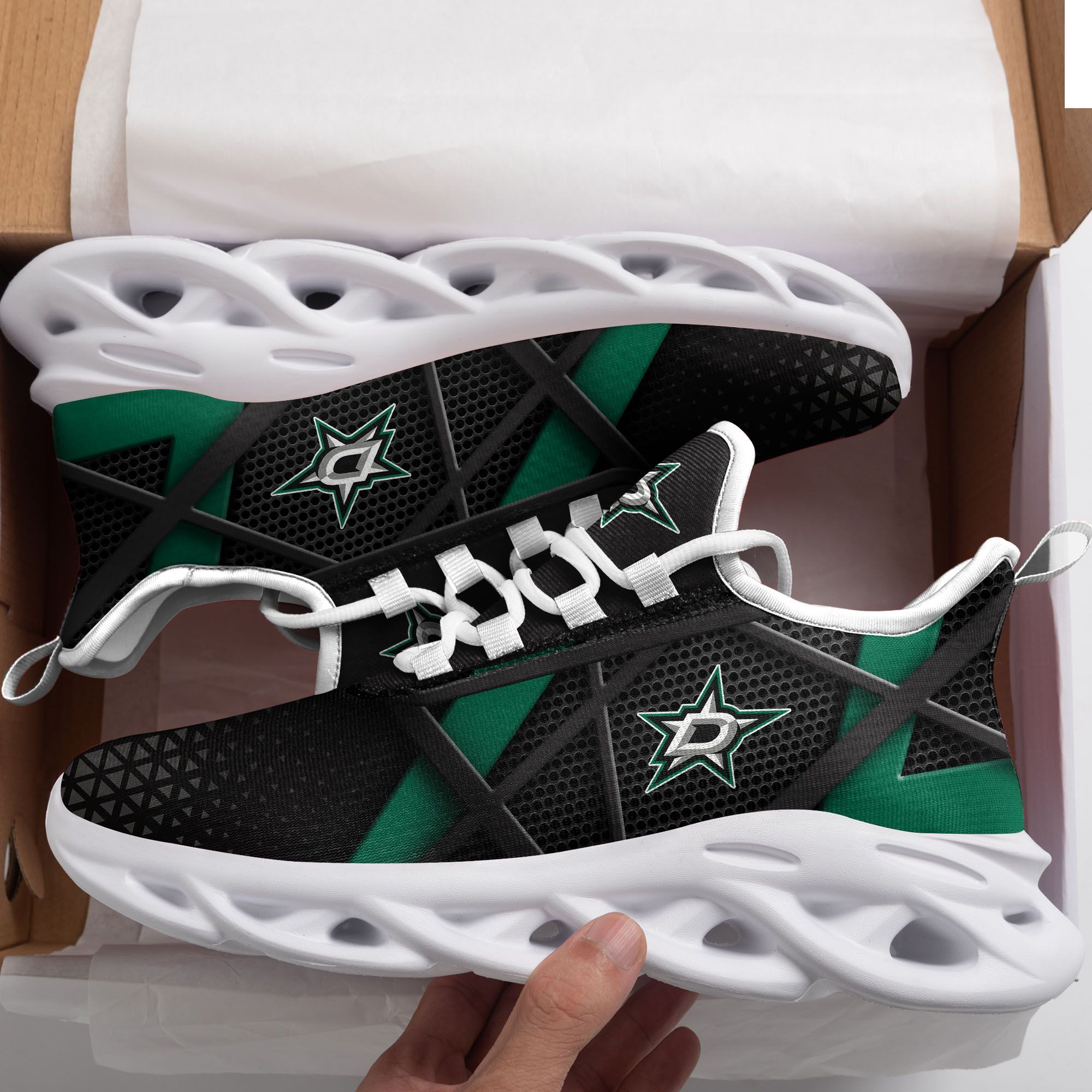 Dallas Stars Max Soul Sneakers Shoes - Famjoys Dallas Stars Max Soul Sneakers Shoes - Famjoys