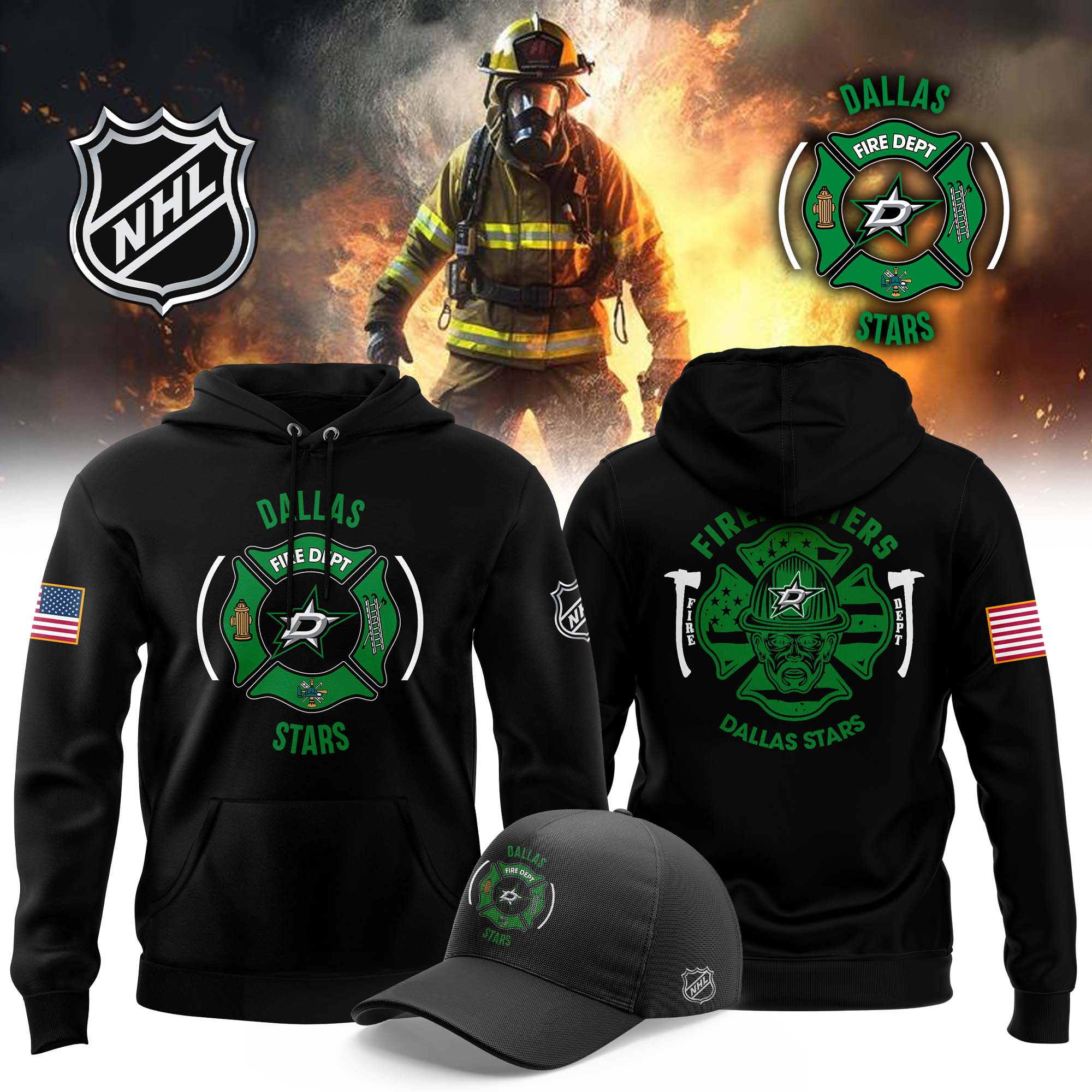 Dallas Stars x Firefighter Appreciation Night Premium Pullover Hoodie - Famjoys Dallas Stars x Firefighter Appreciation Night Premium Pullover Hoodie - Famjoys