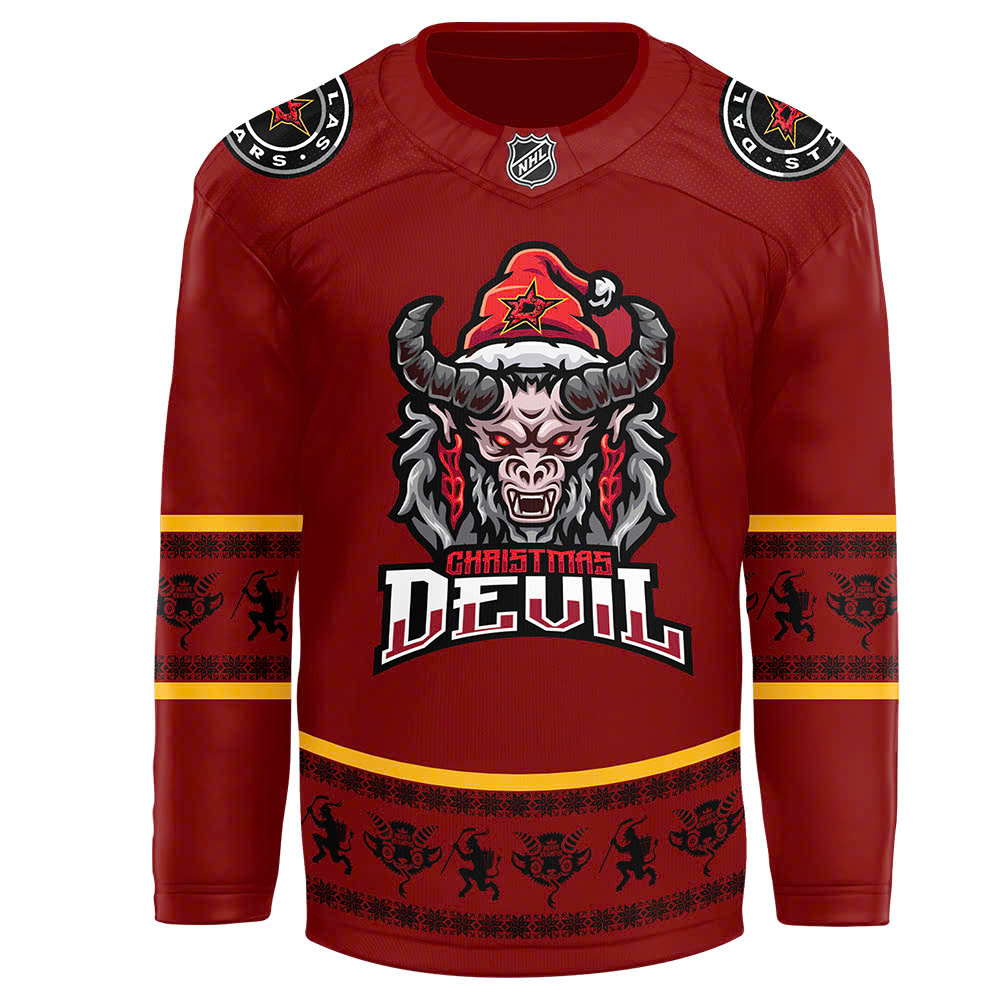 Dallas Stars x NHL Christmas Devil Krampus Holiday Premium Jersey - Famjoys Dallas Stars x NHL Christmas Devil Krampus Holiday Premium Jersey - Famjoys