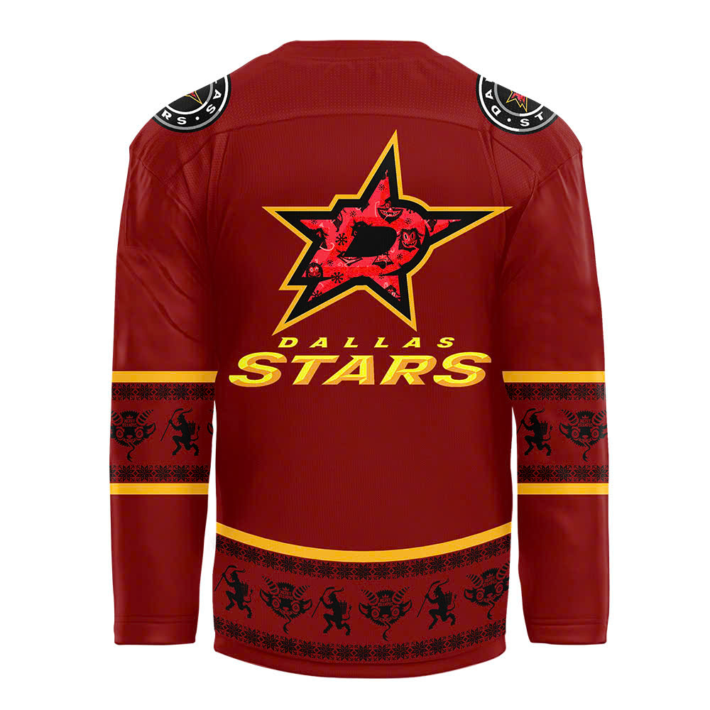 Dallas Stars x NHL Christmas Devil Krampus Holiday Premium Jersey - Famjoys Dallas Stars x NHL Christmas Devil Krampus Holiday Premium Jersey - Famjoys