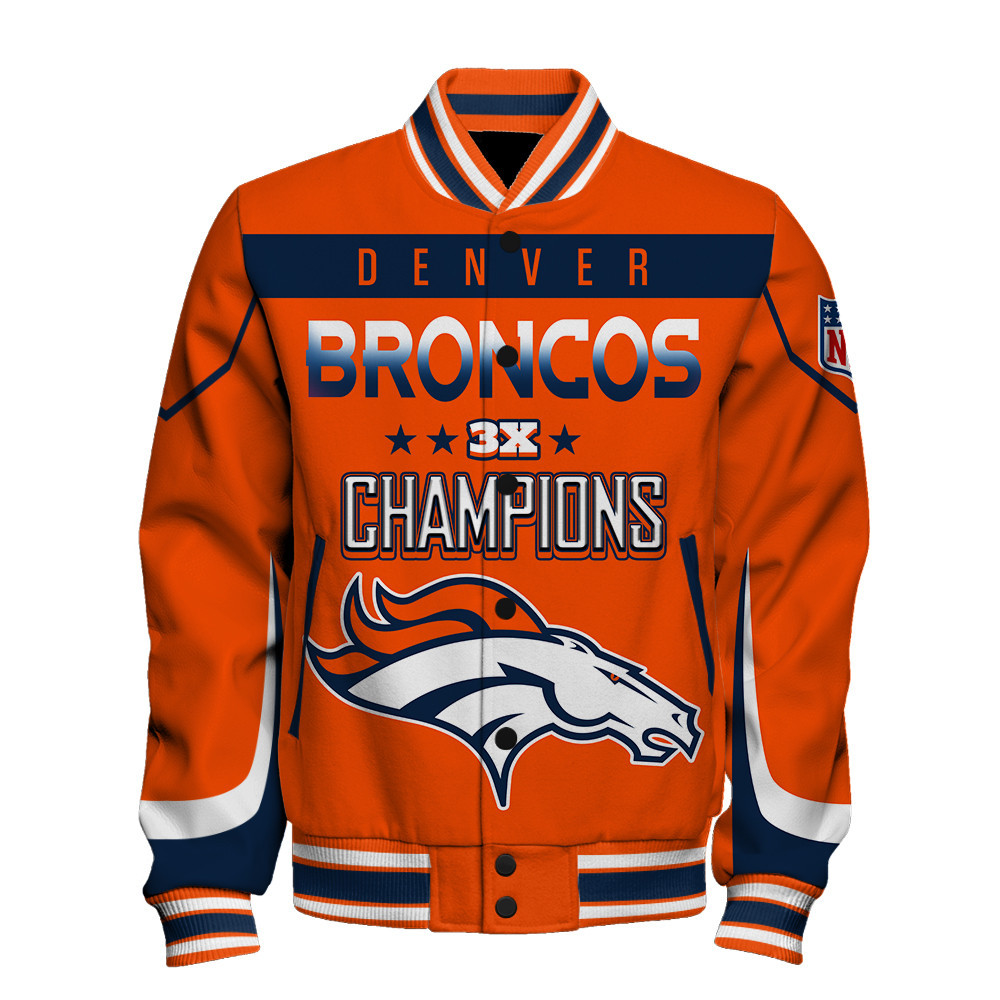 Denver Broncos 3X Super Bowl Champions Varsity Jacket - Famjoys Denver Broncos 3X Super Bowl Champions Varsity Jacket - Famjoys