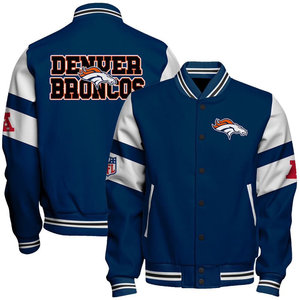 Denver Broncos American Football Conference Unisex Varsity Jacket V11 - Famjoys Denver Broncos American Football Conference Unisex Varsity Jacket V11 - Famjoys