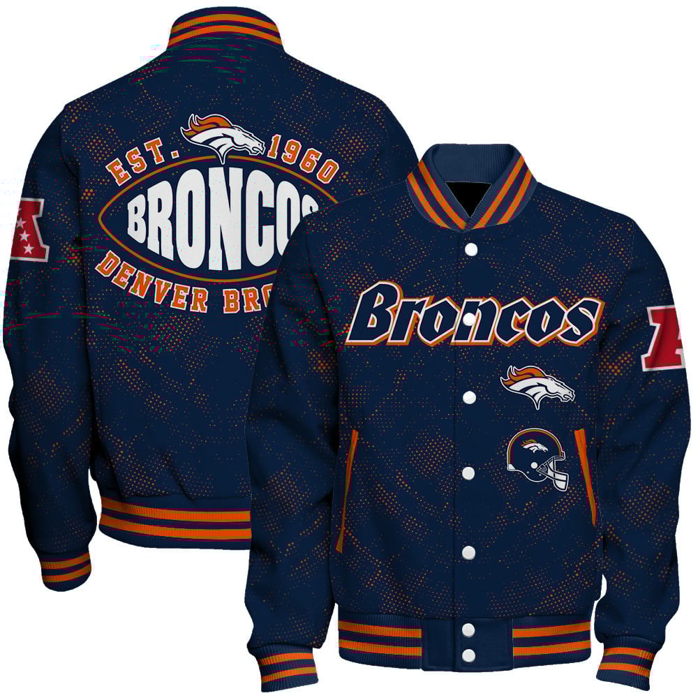 Denver Broncos - Continue Writing The Dream Unisex Varsity Jacket - Famjoys Denver Broncos - Continue Writing The Dream Unisex Varsity Jacket - Famjoys