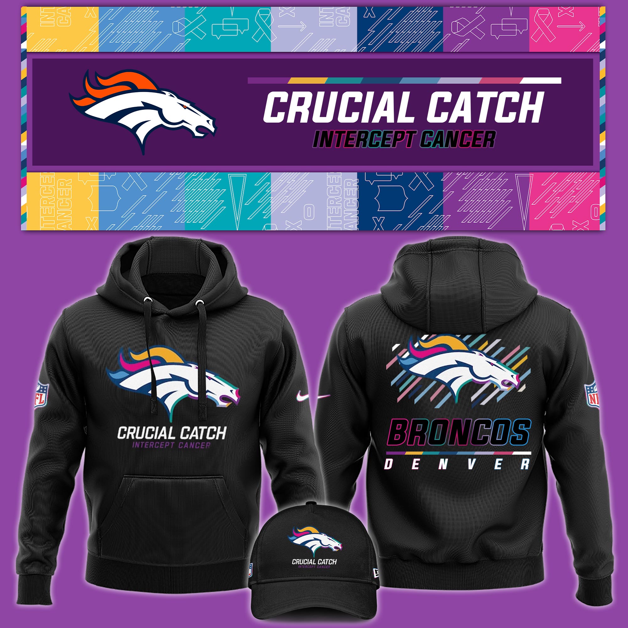 Denver Broncos Crucial Catch Hoodie - Famjoys Denver Broncos Crucial Catch Hoodie - Famjoys