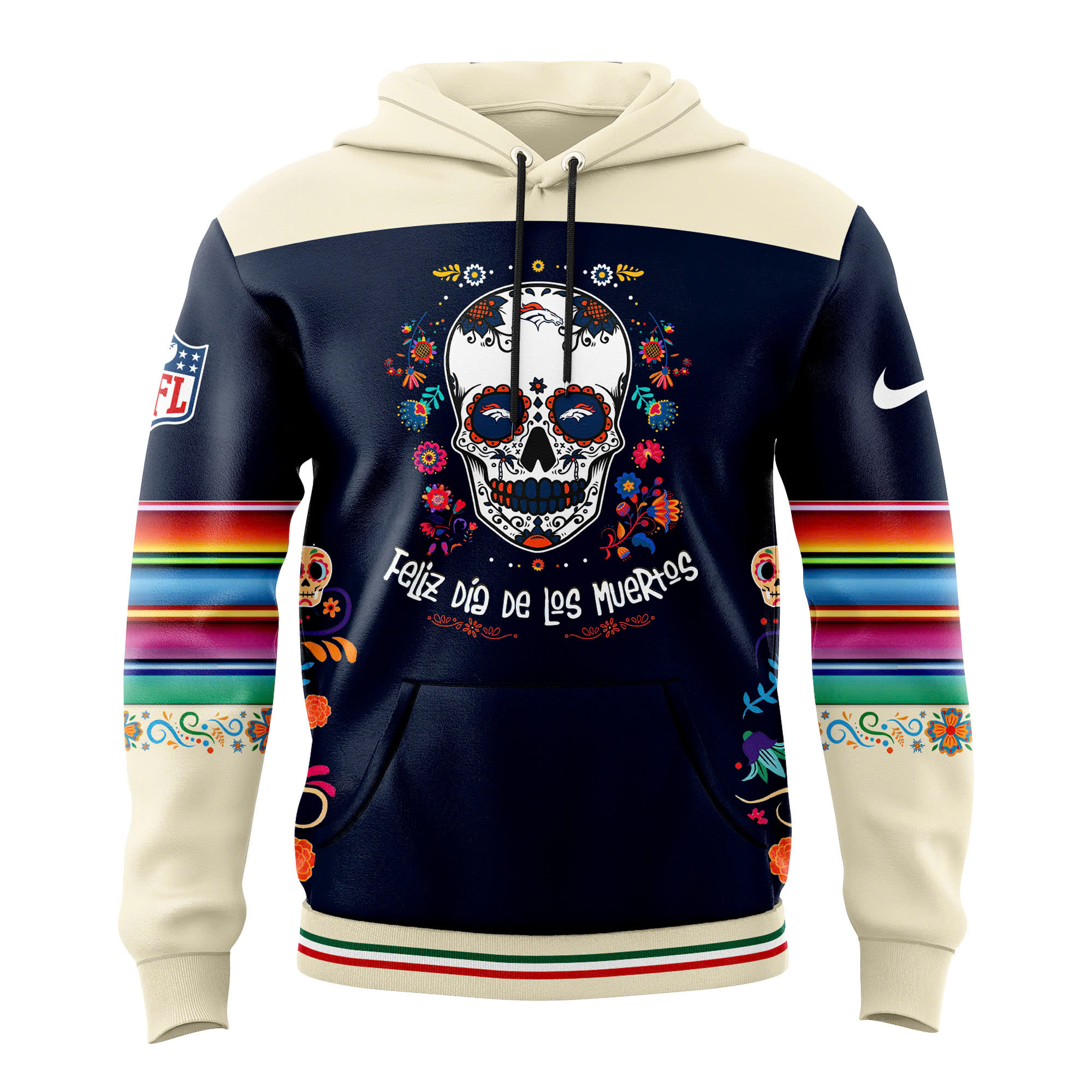 Denver Broncos Dia De Los Muertos Premium Pullover Hoodie - Famjoys Denver Broncos Dia De Los Muertos Premium Pullover Hoodie - Famjoys