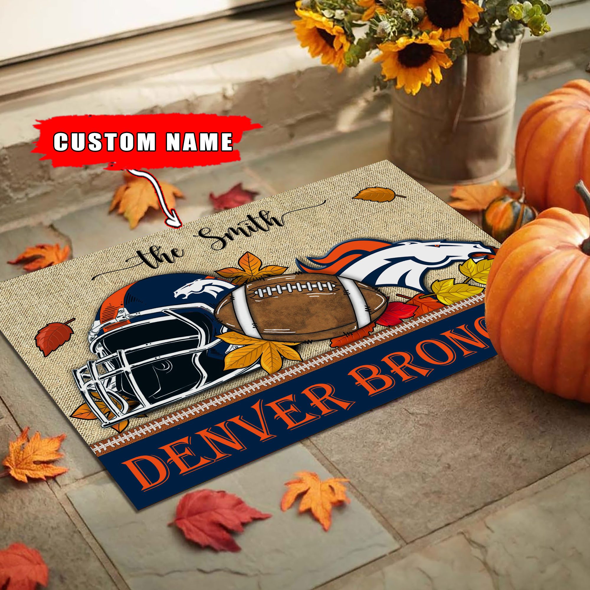 Denver Broncos Football Doormat - Famjoys Denver Broncos Football Doormat - Famjoys