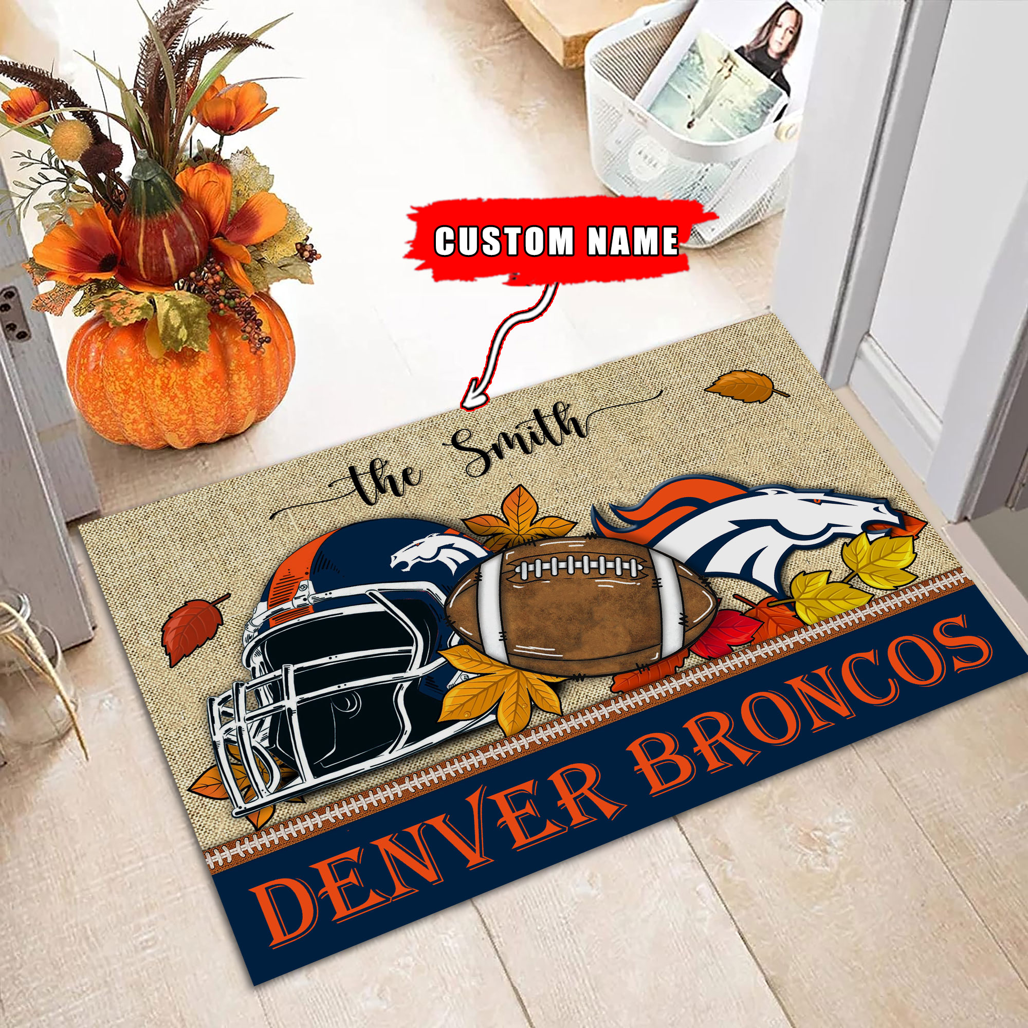 Denver Broncos Football Doormat - Famjoys Denver Broncos Football Doormat - Famjoys