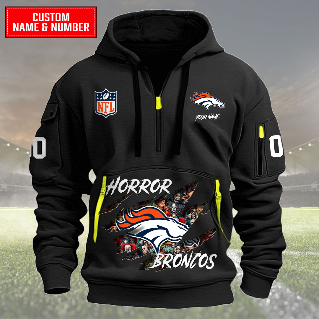 Denver Broncos Halloween Horror Collection Personalize Quarter Zip Hoodie AZCAQZH000021 - Famjoys Denver Broncos Halloween Horror Collection Personalize Quarter Zip Hoodie AZCAQZH000021 - Famjoys