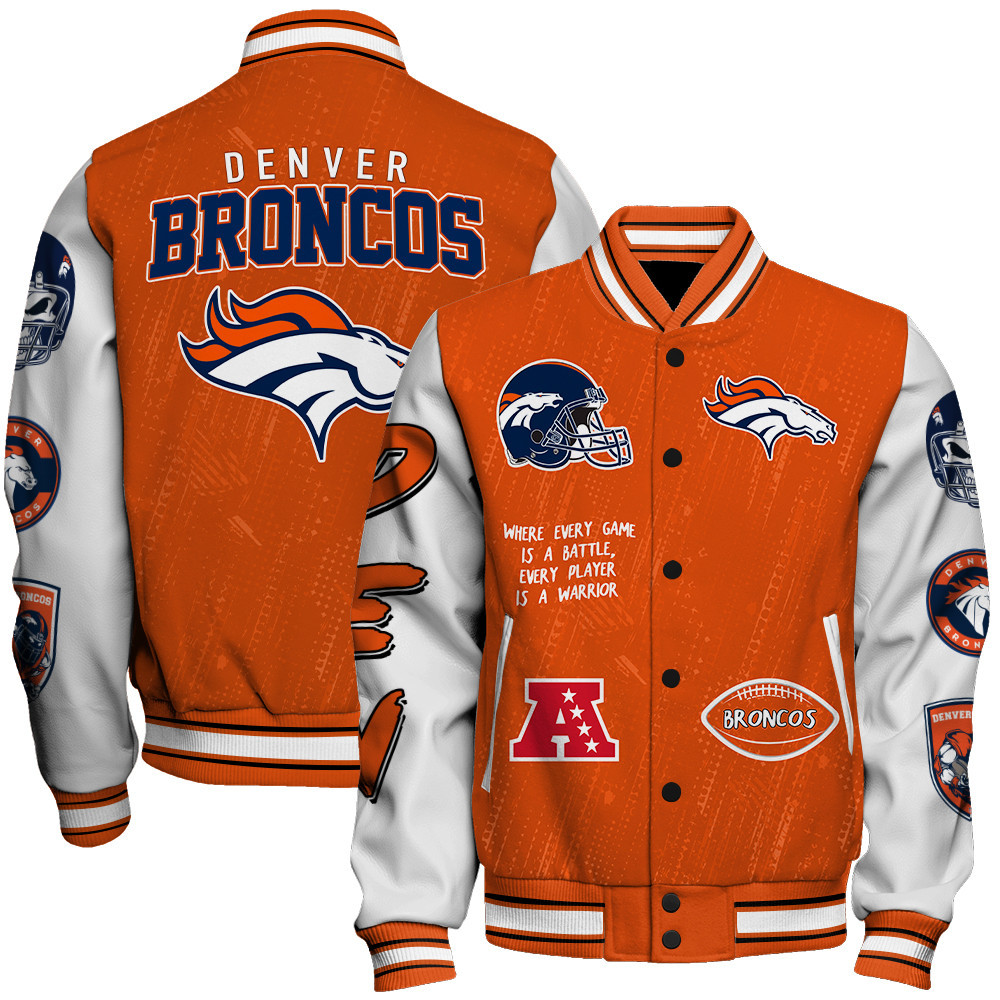 Denver Broncos National Football League Conquer Every Field Unisex Varsity Jacket - Famjoys Denver Broncos National Football League Conquer Every Field Unisex Varsity Jacket - Famjoys