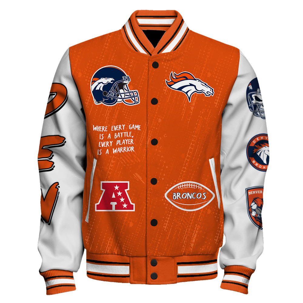 Denver Broncos National Football League Conquer Every Field Unisex Varsity Jacket - Famjoys Denver Broncos National Football League Conquer Every Field Unisex Varsity Jacket - Famjoys