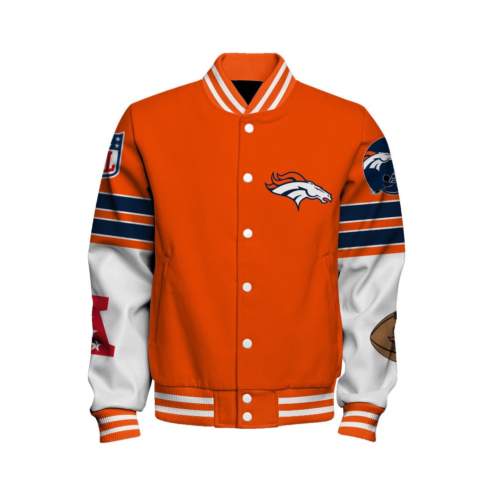 Denver Broncos National Football League Feel The Power Unisex Varsity Jacket - Famjoys Denver Broncos National Football League Feel The Power Unisex Varsity Jacket - Famjoys