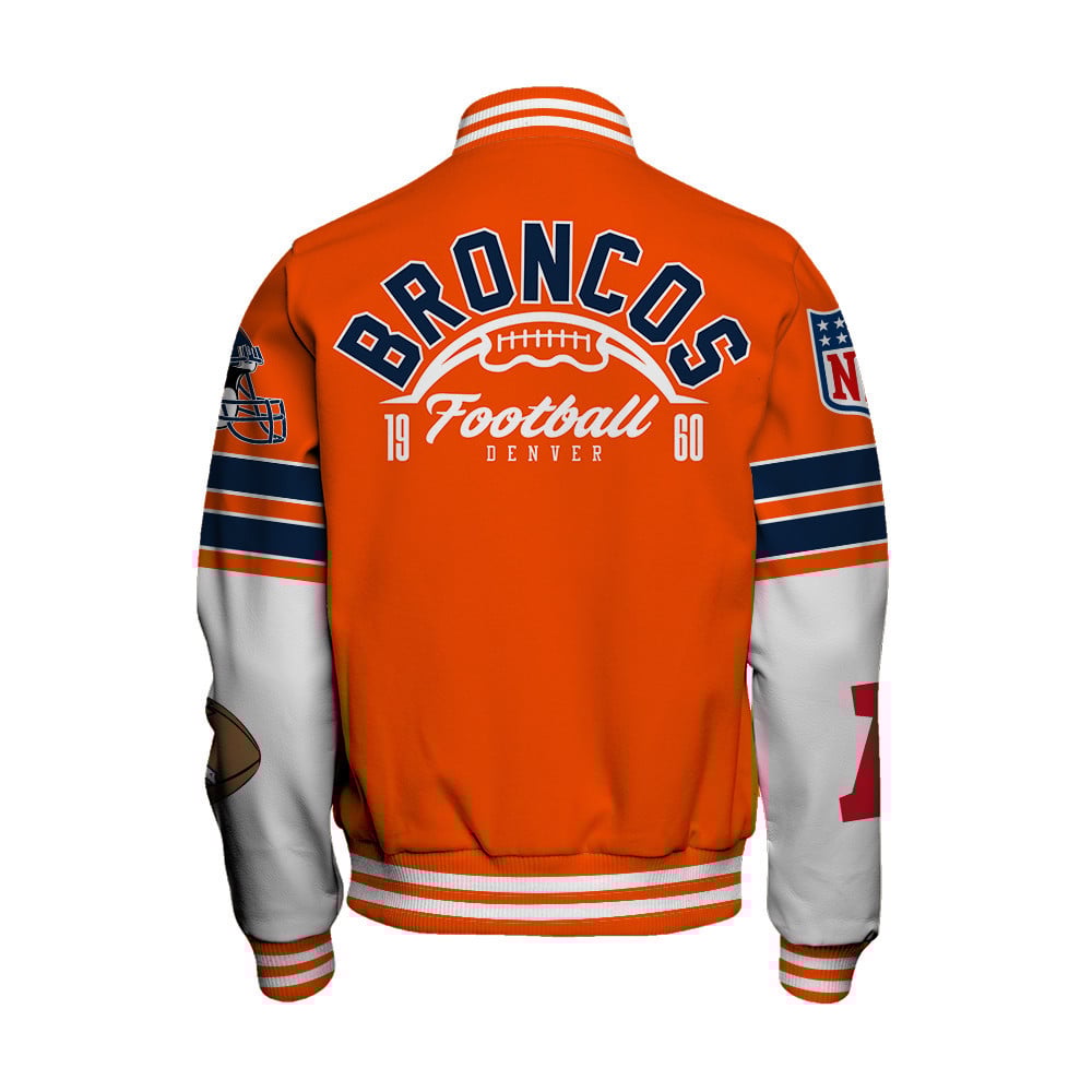 Denver Broncos National Football League Feel The Power Unisex Varsity Jacket - Famjoys Denver Broncos National Football League Feel The Power Unisex Varsity Jacket - Famjoys