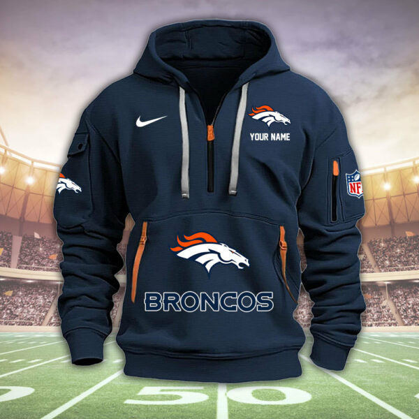 Denver Broncos New Personalized Quarter Zip Hoodie AZBTQZH000009 - Famjoys Denver Broncos New Personalized Quarter Zip Hoodie AZBTQZH000009 - Famjoys