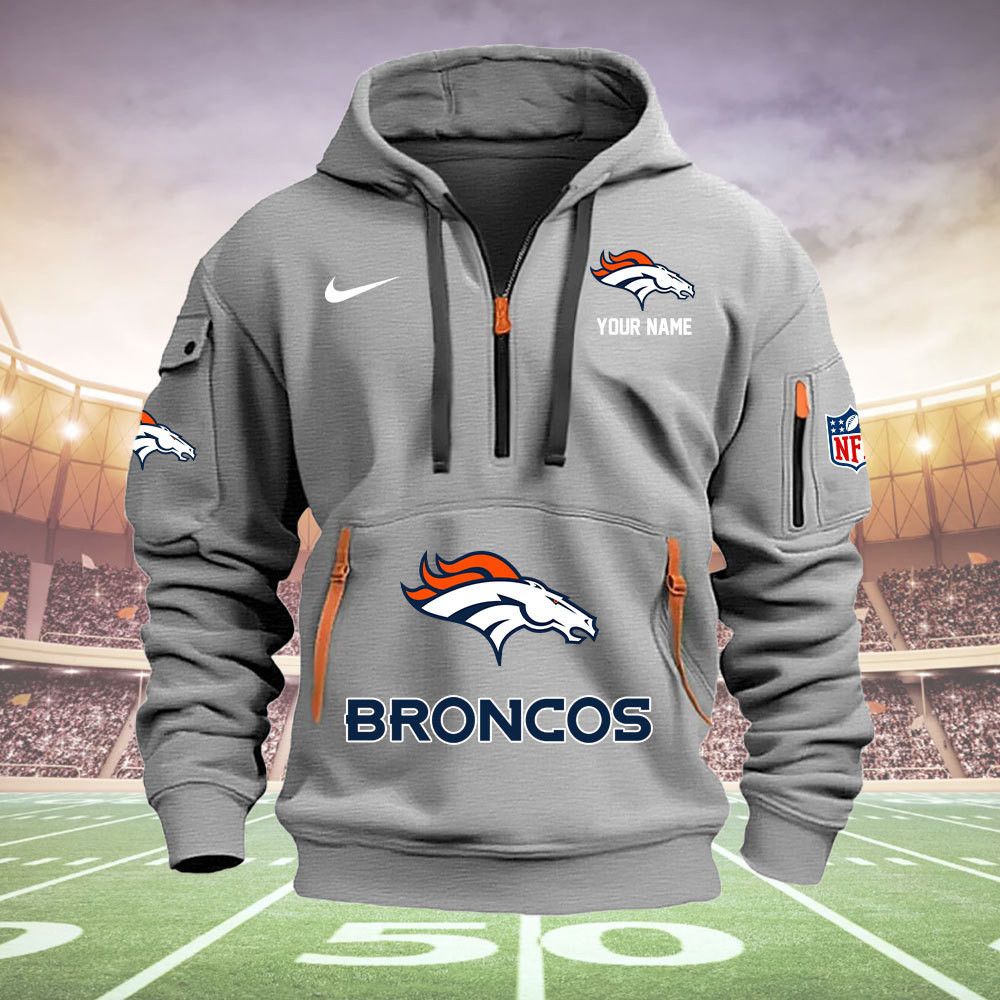 Denver Broncos New Personalized Quarter Zip Hoodie AZBTQZH000009 - Famjoys Denver Broncos New Personalized Quarter Zip Hoodie AZBTQZH000009 - Famjoys