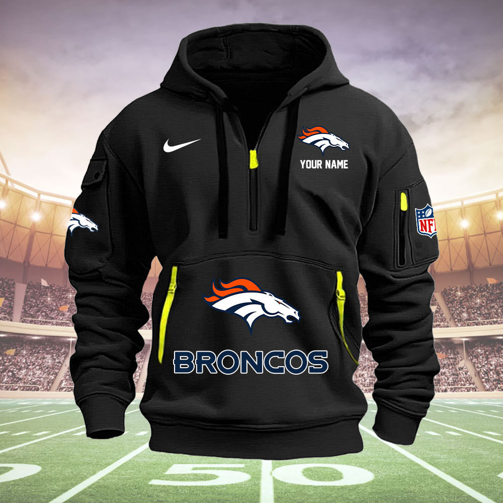 Denver Broncos New Personalized Quarter Zip Hoodie AZBTQZH000009 - Famjoys Denver Broncos New Personalized Quarter Zip Hoodie AZBTQZH000009 - Famjoys