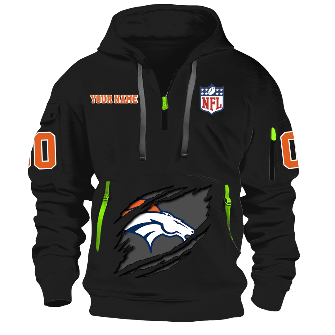Denver Broncos New Personalized Quarter Zip Hoodie AZBTQZH000080 - Famjoys Denver Broncos New Personalized Quarter Zip Hoodie AZBTQZH000080 - Famjoys
