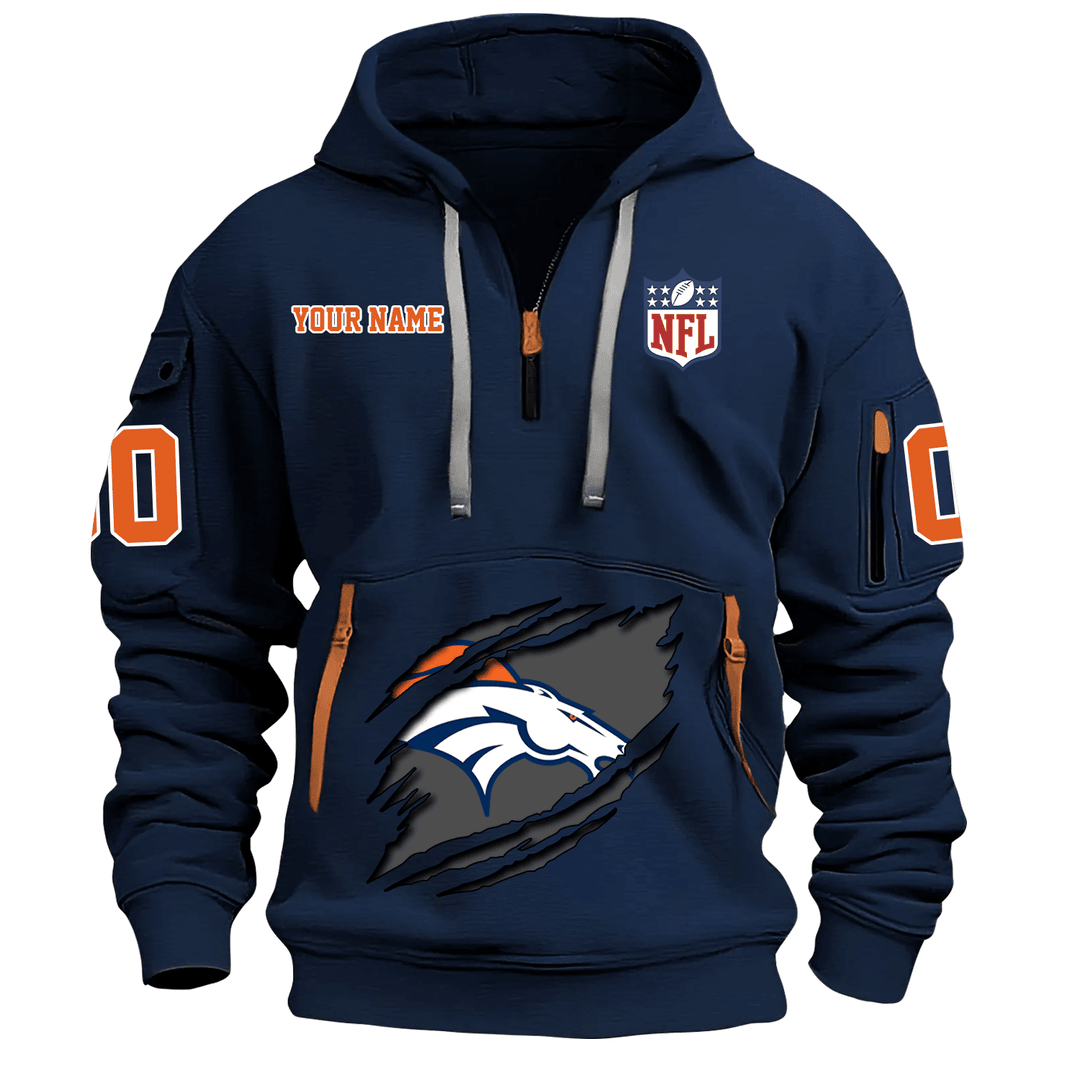 Denver Broncos New Personalized Quarter Zip Hoodie AZBTQZH000080 - Famjoys Denver Broncos New Personalized Quarter Zip Hoodie AZBTQZH000080 - Famjoys