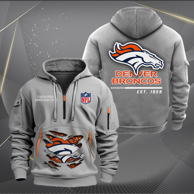 Denver Broncos New Personalized Quarter Zip Hoodie AZBTQZH000104 - Famjoys Denver Broncos New Personalized Quarter Zip Hoodie AZBTQZH000104 - Famjoys