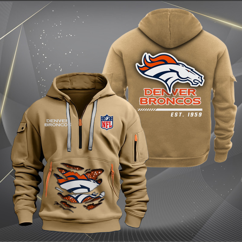 Denver Broncos New Personalized Quarter Zip Hoodie AZBTQZH000104 - Famjoys Denver Broncos New Personalized Quarter Zip Hoodie AZBTQZH000104 - Famjoys