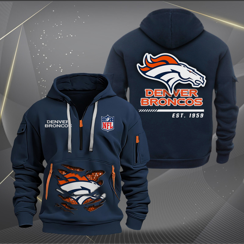 Denver Broncos New Personalized Quarter Zip Hoodie AZBTQZH000104 - Famjoys Denver Broncos New Personalized Quarter Zip Hoodie AZBTQZH000104 - Famjoys