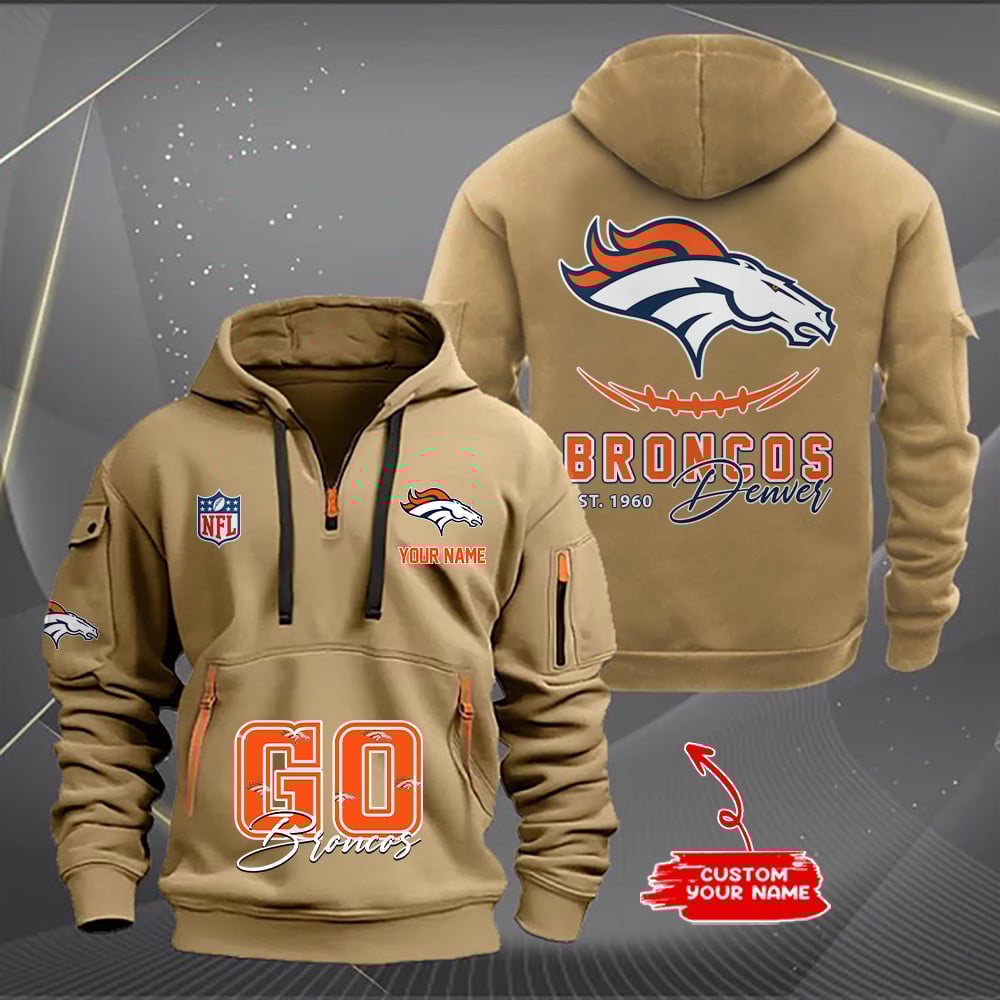 Denver Broncos New Personalized Quarter Zip Hoodie AZBTQZH000154 - Famjoys Denver Broncos New Personalized Quarter Zip Hoodie AZBTQZH000154 - Famjoys