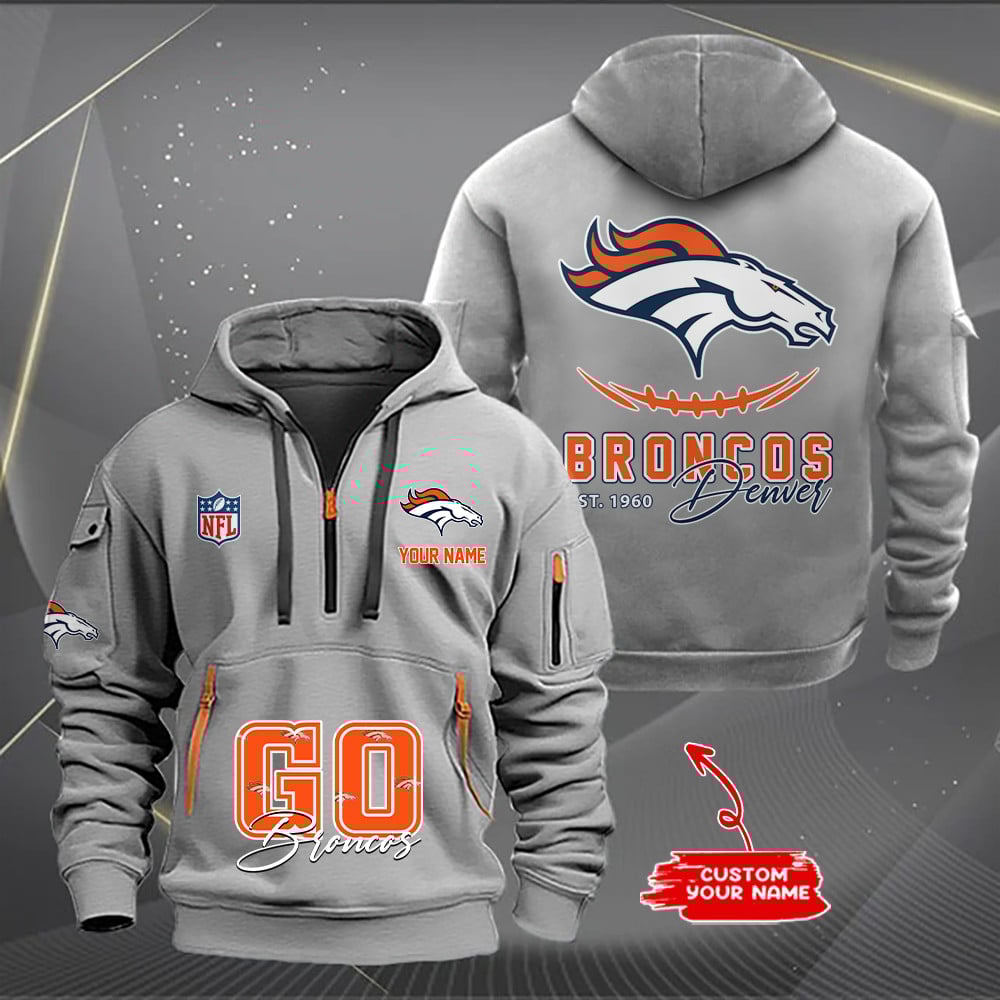 Denver Broncos New Personalized Quarter Zip Hoodie AZBTQZH000154 - Famjoys Denver Broncos New Personalized Quarter Zip Hoodie AZBTQZH000154 - Famjoys