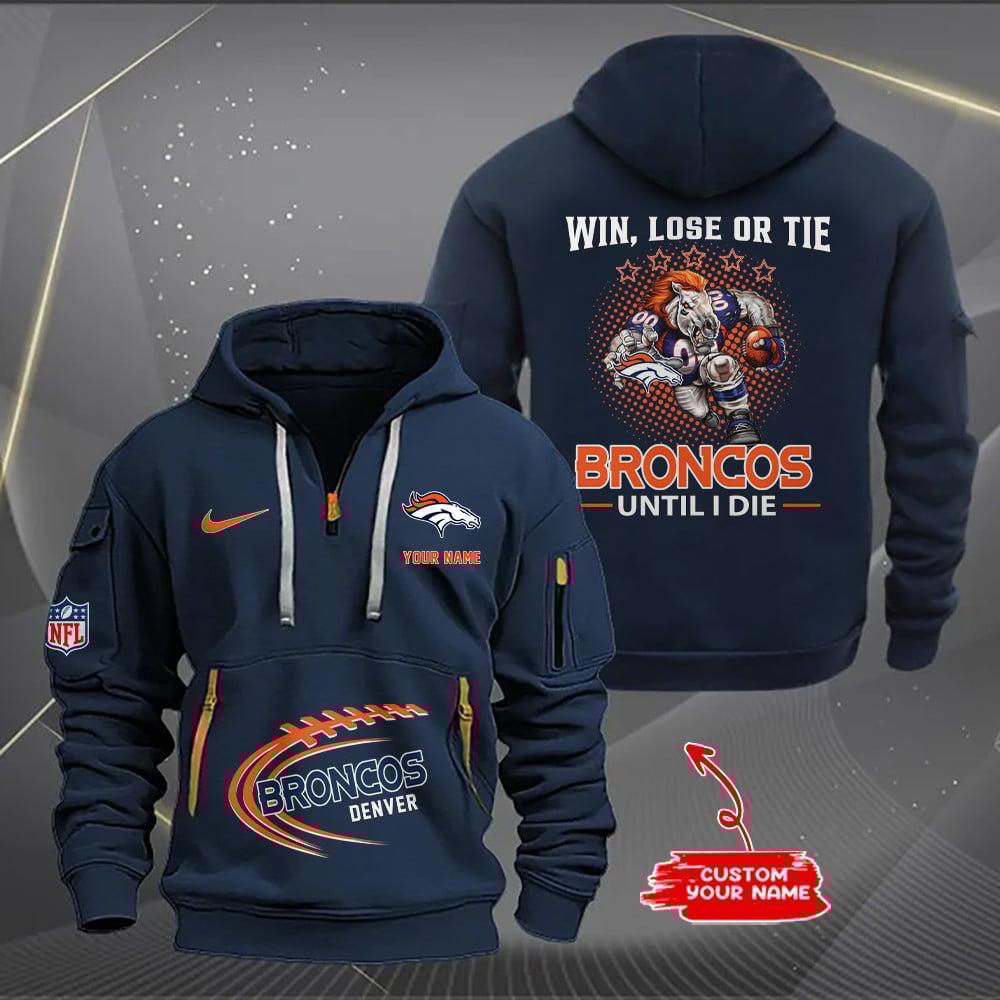 Denver Broncos New Personalized Quarter Zip Hoodie AZBTQZH000169 - Famjoys Denver Broncos New Personalized Quarter Zip Hoodie AZBTQZH000169 - Famjoys