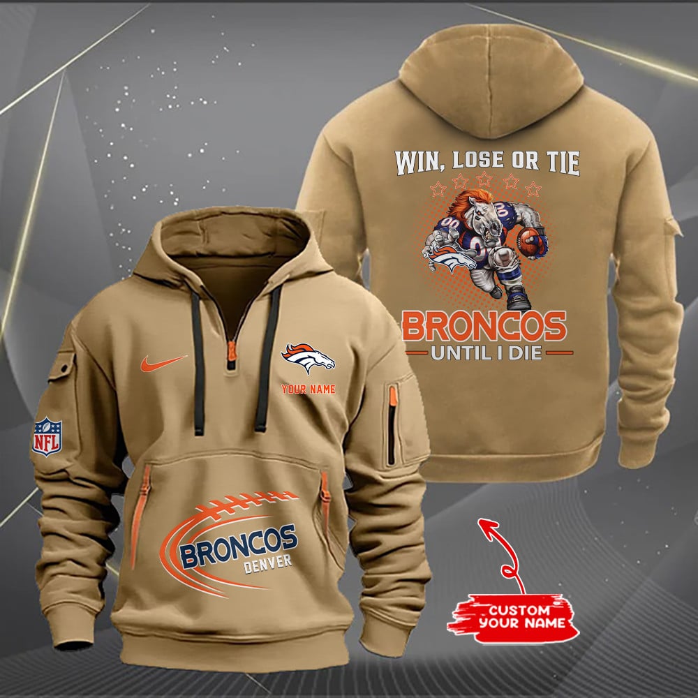 Denver Broncos New Personalized Quarter Zip Hoodie AZBTQZH000169 - Famjoys Denver Broncos New Personalized Quarter Zip Hoodie AZBTQZH000169 - Famjoys