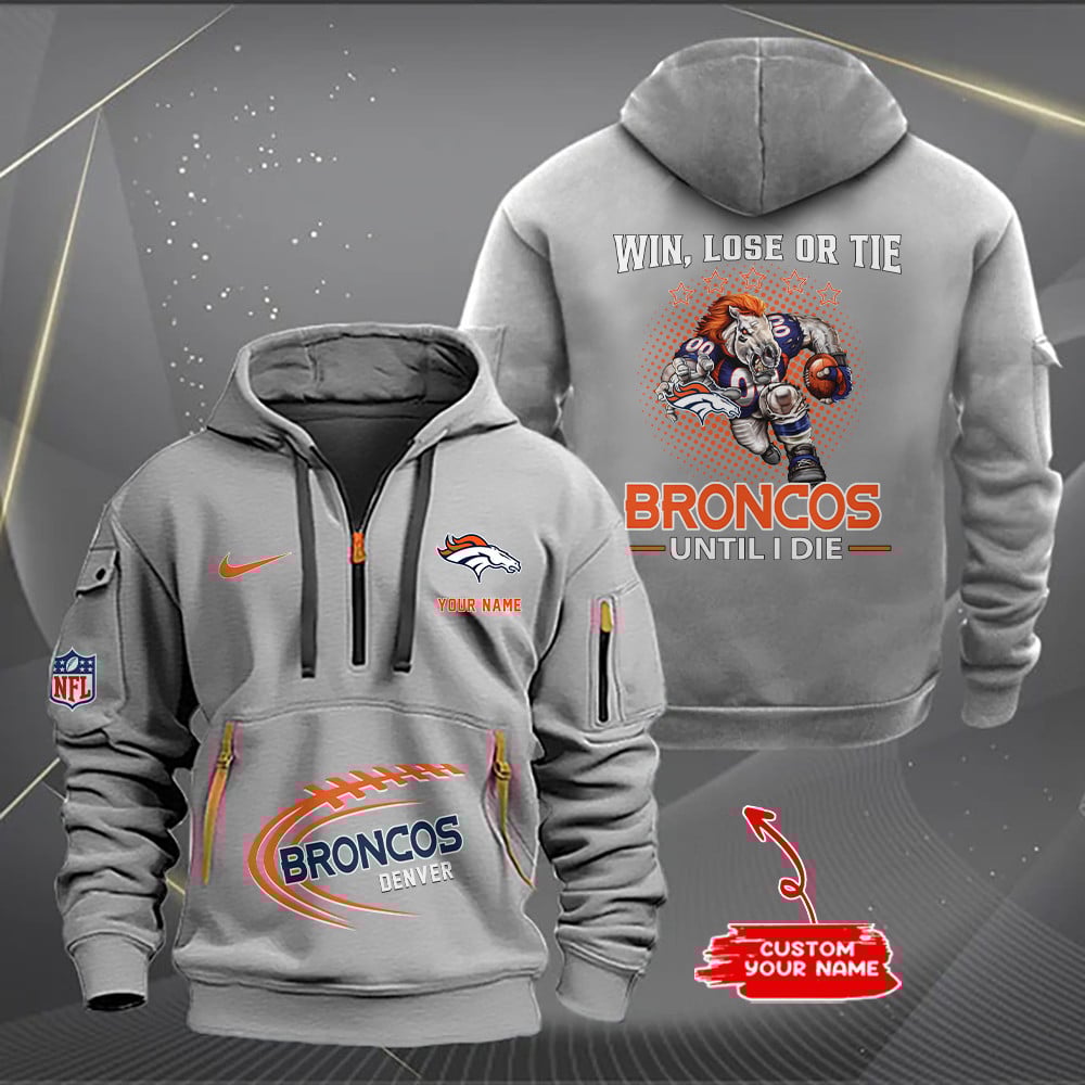 Denver Broncos New Personalized Quarter Zip Hoodie AZBTQZH000169 - Famjoys Denver Broncos New Personalized Quarter Zip Hoodie AZBTQZH000169 - Famjoys