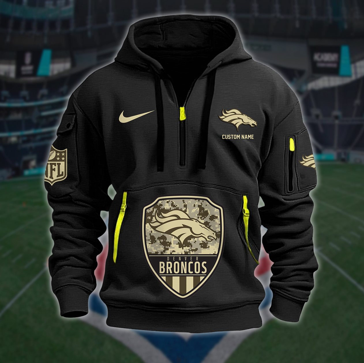 Denver Broncos New Personalized Quarter Zip Hoodie AZBTQZH000182 - Famjoys Denver Broncos New Personalized Quarter Zip Hoodie AZBTQZH000182 - Famjoys