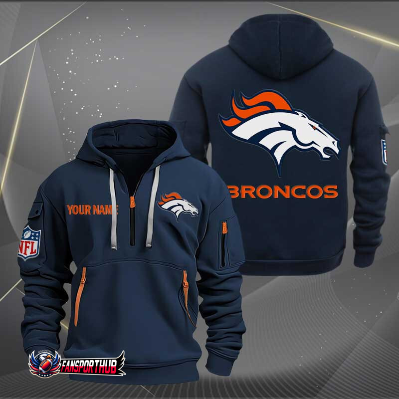 Denver Broncos New Personalized Quarter Zip Hoodie AZBTQZH000220 - Famjoys Denver Broncos New Personalized Quarter Zip Hoodie AZBTQZH000220 - Famjoys