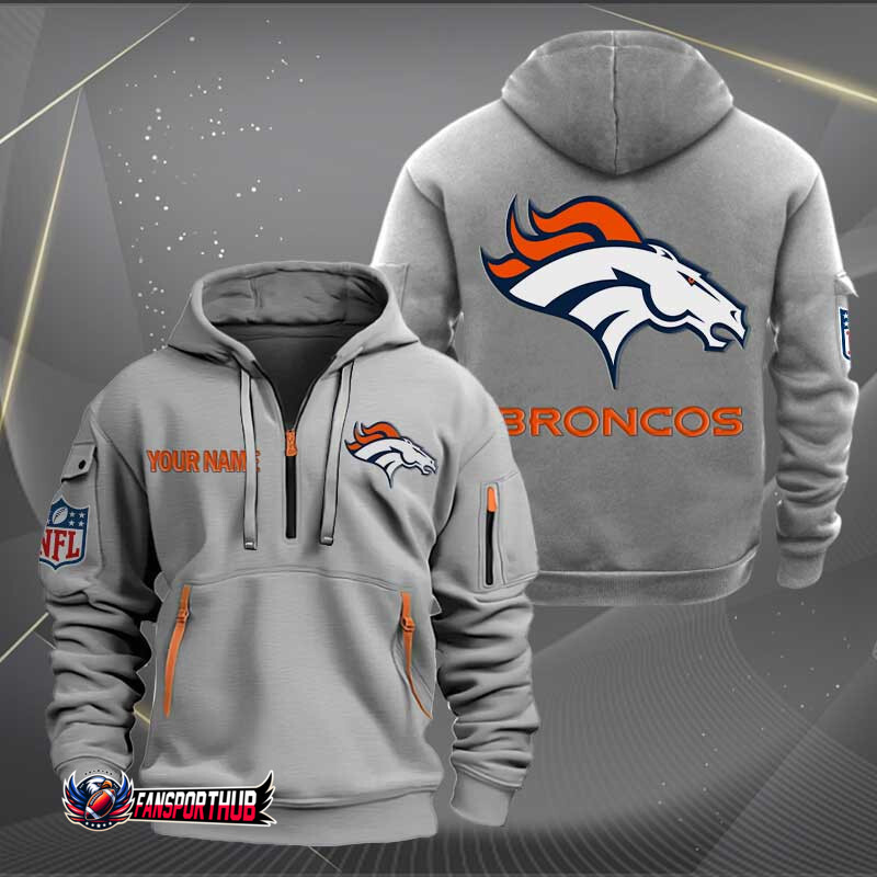 Denver Broncos New Personalized Quarter Zip Hoodie AZBTQZH000220 - Famjoys Denver Broncos New Personalized Quarter Zip Hoodie AZBTQZH000220 - Famjoys