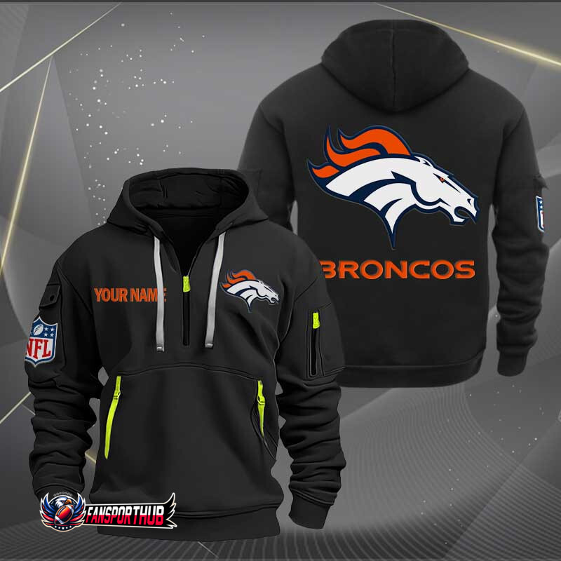 Denver Broncos New Personalized Quarter Zip Hoodie AZBTQZH000220 - Famjoys Denver Broncos New Personalized Quarter Zip Hoodie AZBTQZH000220 - Famjoys