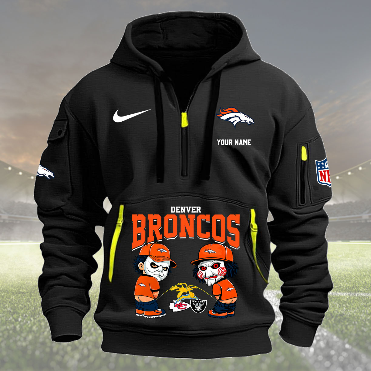 Denver Broncos Personalized Quarter Zip Hoodie New Collection AZBTQZH000284 - Famjoys Denver Broncos Personalized Quarter Zip Hoodie New Collection AZBTQZH000284 - Famjoys