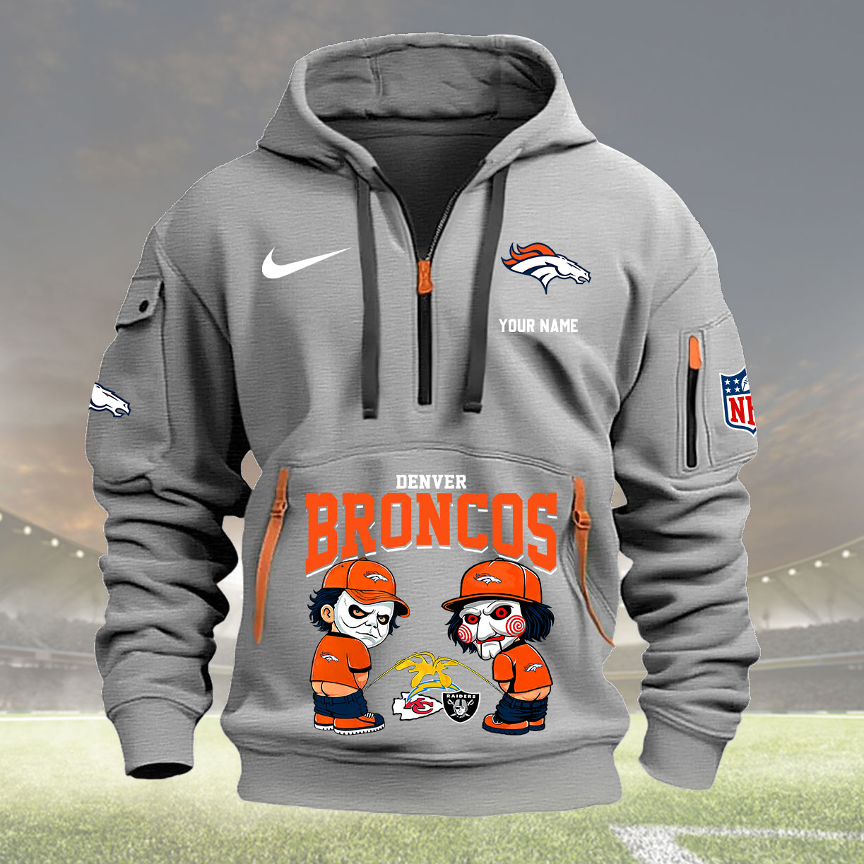 Denver Broncos Personalized Quarter Zip Hoodie New Collection AZBTQZH000284 - Famjoys Denver Broncos Personalized Quarter Zip Hoodie New Collection AZBTQZH000284 - Famjoys