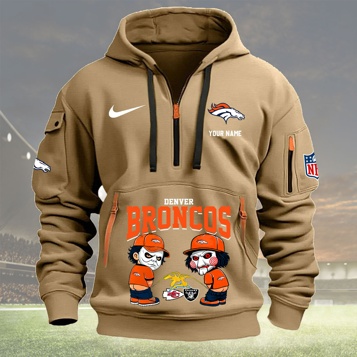 Denver Broncos Personalized Quarter Zip Hoodie New Collection AZBTQZH000284 - Famjoys Denver Broncos Personalized Quarter Zip Hoodie New Collection AZBTQZH000284 - Famjoys